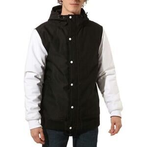 Vans New Wells Hooded MTE Varsity Jacket Men's Size Small Black/White